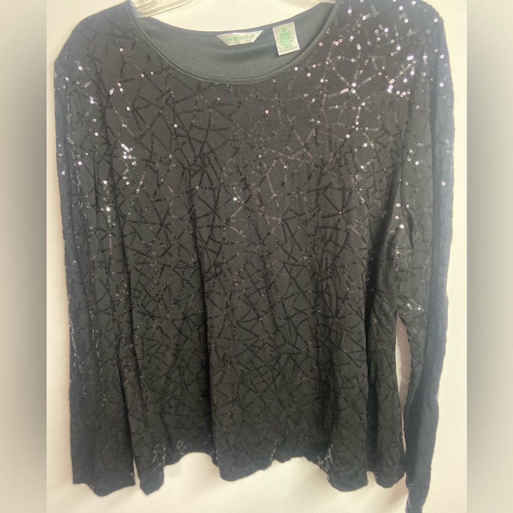 Laura Ashley Black Sequin Blouse
